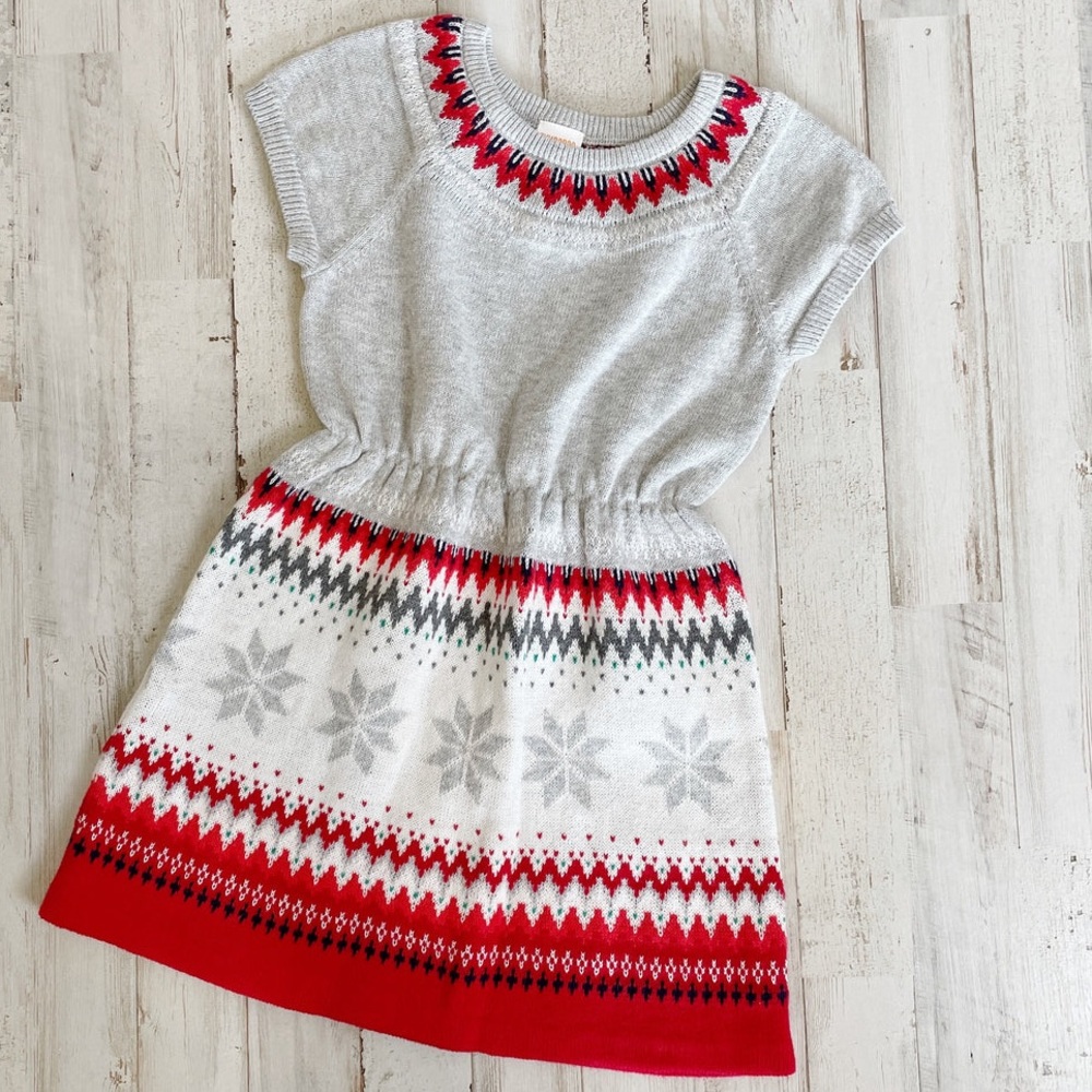 Gymboree, Toddler Girls Grey and Red Snowflake Knit Dress S 2T